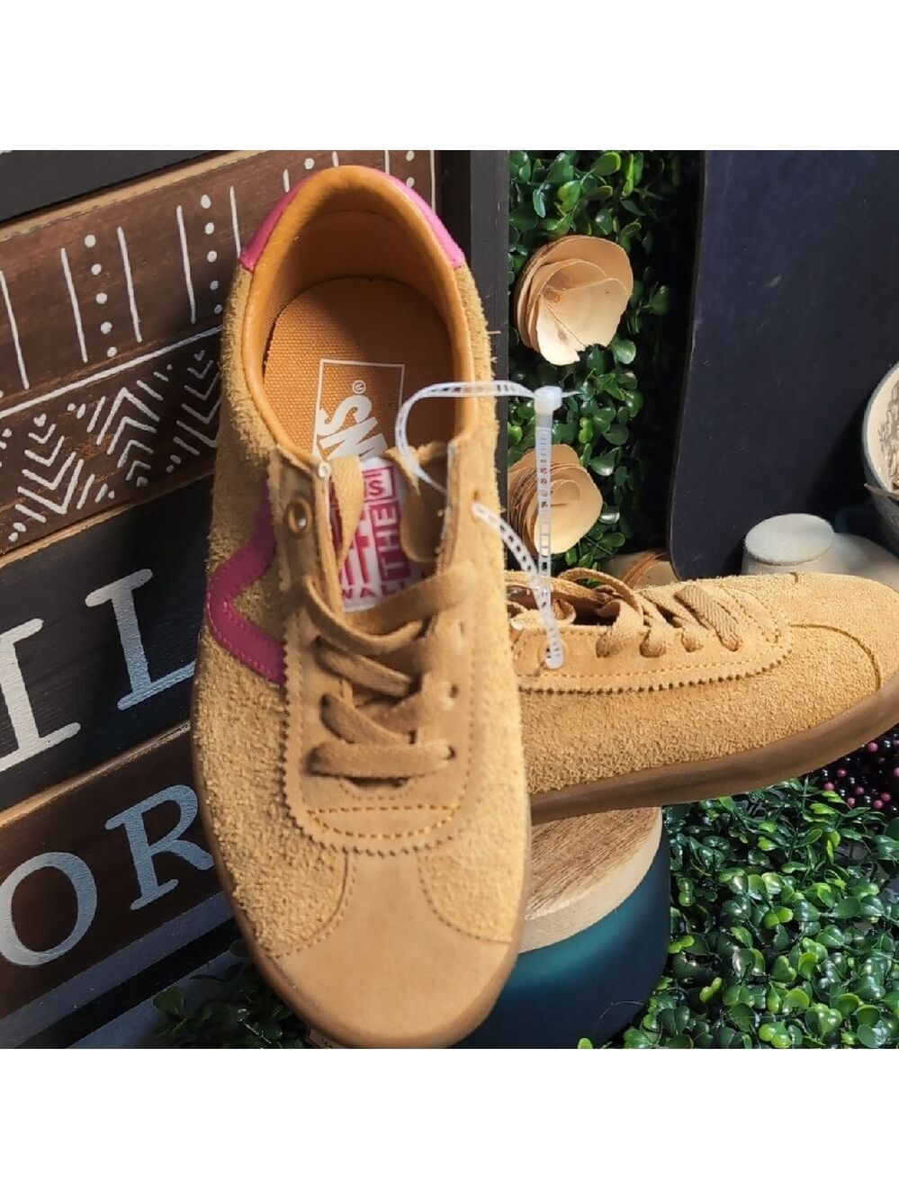 Sassy Suede & Popn Pink Leather Ladies Vans - Picture 7 of 14